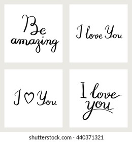 Inscriptions handmade. Written brush. Suitable for cards and greetings.