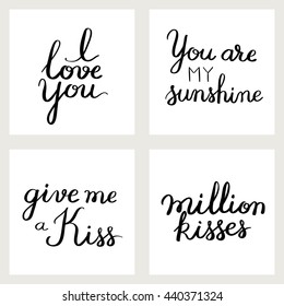 Inscriptions handmade. Written brush. Suitable for cards and greetings. Kiss day.