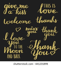 Inscriptions handmade. Written brush. Suitable for cards and greetings.