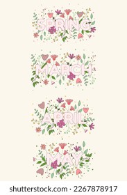 Inscriptions with the names of the spring months of March, April, May in flowers.