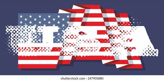 The inscriptions USA on the background of the flag of America