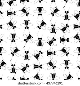 Insect in an abstract pattern, seamless vector background.