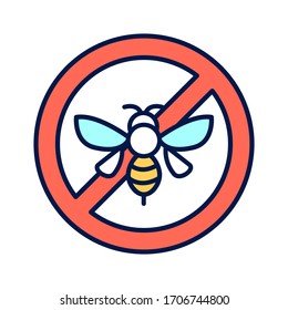 Insect allergy color line icon. Beetle bite reaction. Isolated vector element. Outline pictogram for web page, mobile app, promo.