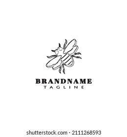 insect animal logo cartoon icon cute template black modern isolated vector illustration