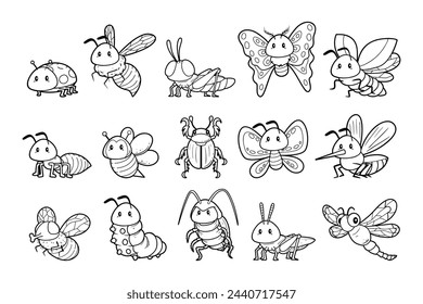 Insect animals element vector outline sketch illustration