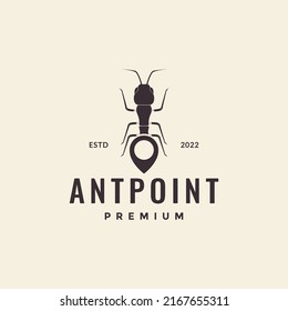 insect ant with pin map location logo design vector graphic symbol icon illustration creative idea