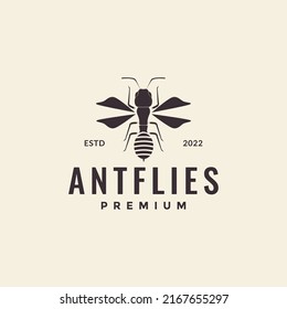 insect ant with wings hipster logo design vector graphic symbol icon illustration creative idea