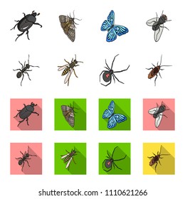 An insect arthropod, an osa, a spider, a cockroach. Insects set collection icons in cartoon,flat style vector symbol stock isometric illustration web.