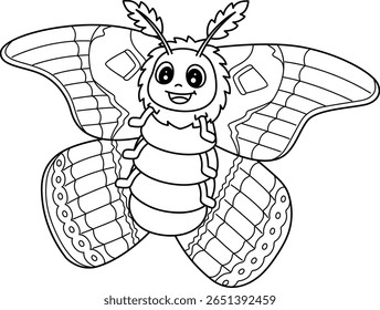 Insect Atlas Moth Animal Isolated Coloring Page 