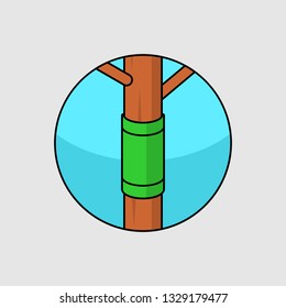Insect barrier glue bands trap illustration. Ants, winter moth and other pests shield. Protection of fruit or other garden trees. 