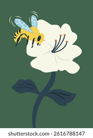 Insect Bee And Flower Illustration