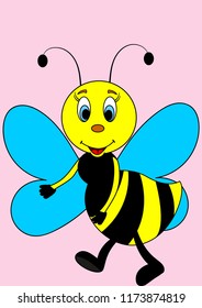 insect bee striped on pink background vector