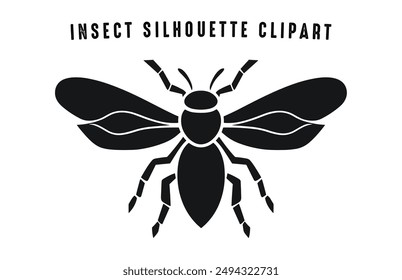 Insect Black Silhouette Vector, Insect Silhouette Clipart