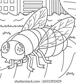 Página de coloração de inseto mosca animal para crianças 