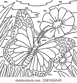 Insect Blue Morpho Butterfly Animal Coloring Page 