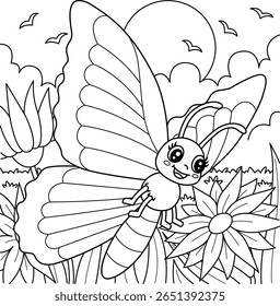 Insect Blue Morpho Butterfly Animal Coloring Page 