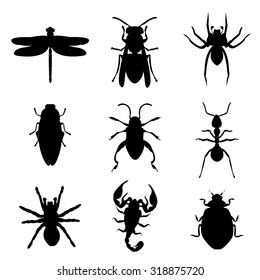 Insect Bug Animal Silhouette Icon Black Vector illustration