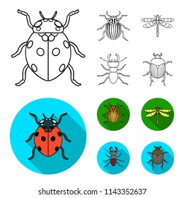 Insect, bug, beetle, paw .Insects set collection icons in outline,flat style vector symbol stock illustration web.