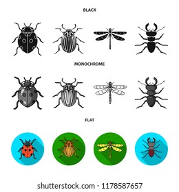 Insect, bug, beetle, paw .Insects set collection icons in black, flat, monochrome style vector symbol stock illustration web.