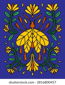insect bug drawing floral beetle art flower 