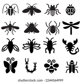 Insect and bug icon silhouette  style trendy and favorite vector