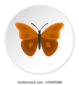 Insect butterfly with big wings icon in flat circle isolated vector illustration for web