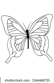 insect butterfly contour, tattoo, coloring, vector