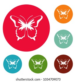 Insect butterfly icons circle set vector isolated on white background