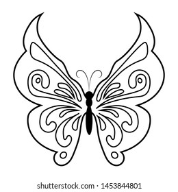 insect butterfly outline vector. nature coloring book