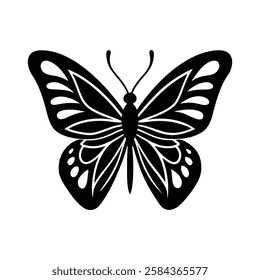 Insect butterfly silhouette vector illustration.