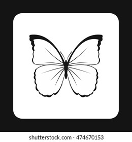 Insect butterfly with white and black wings icon in simple style isolated on white background. Fly symbol