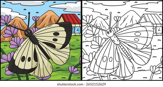 Ilustração de borboleta branca de repolho de inseto 