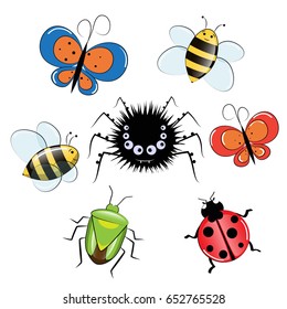 insect cartoon funny set