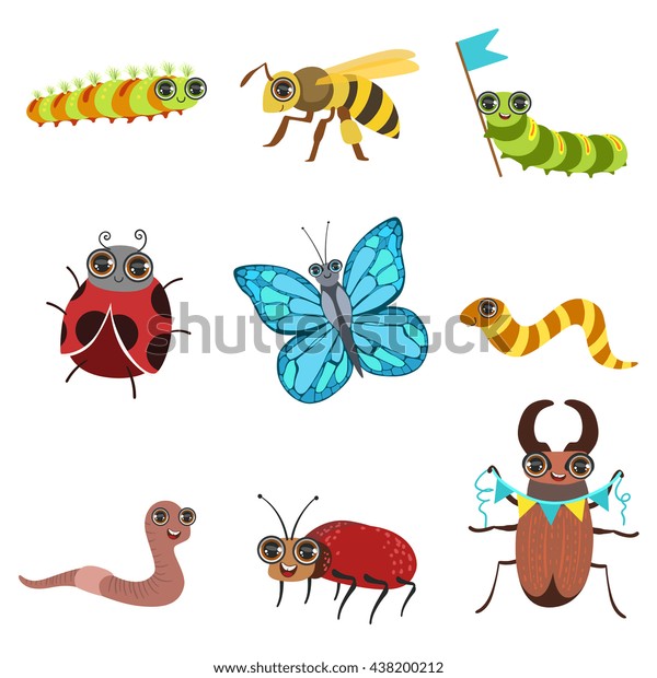 Insect Cartoon Images Set Cute Girly Stock Vector (Royalty Free) 438200212