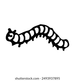 Insect caterpillar hand drawn in doodle style. Animal centipede wildlife. Vector line art illustration.