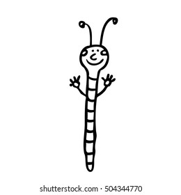 Insect. Caterpillar isolated on white background. Character cartoon. Vector graphic art. 