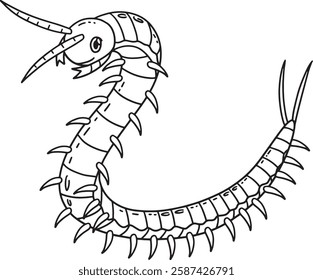 Insect Centipede Animal Isolated Coloring Page 