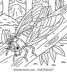 Insect Cicada Animal Coloring Page for Kids