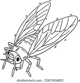 Insect Cicada Animal Isolated Coloring Page 