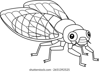 Página de coloração isolada de inseto Cicada Animal 