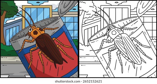 Ilustração de cor animal de barata de inseto 