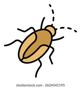 Insect cockroach icon. Outline insect cockroach vector icon color flat isolated