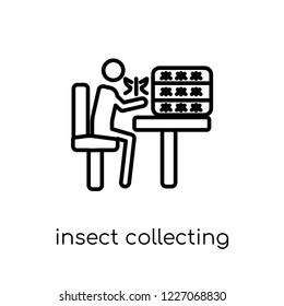 Insect collecting icon. Trendy modern flat linear vector Insect collecting icon on white background from thin line Activity and Hobbies collection, editable outline stroke vector illustration