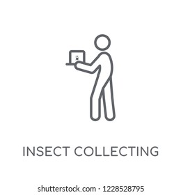 Insect collecting linear icon. Modern outline Insect collecting logo concept on white background from Activity and Hobbies collection. Suitable for use on web apps, mobile apps and print media.