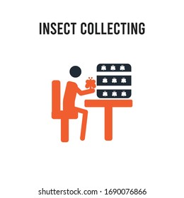 Insect collecting vector icon on white background. Red and black colored Insect collecting icon. Simple element illustration sign symbol EPS