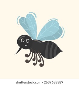 Insect collection with bug group vector character colorful butterfly cartoon bee fly mosquito jumping animal icon ladybug caterpillar nature ant small wildlife design funny wing white wild

