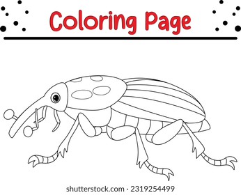 Insect coloring book for kids. Bugs Vector line art illustration coloring page on white.