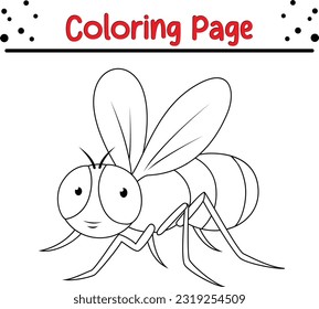 Insektenfarbbuch für Kinder. Bugs Vector Linie Kunst Illustrationsseite auf Weiß.