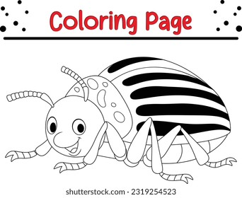 Insect coloring book for kids. Bugs Vector line art illustration coloring page on white.