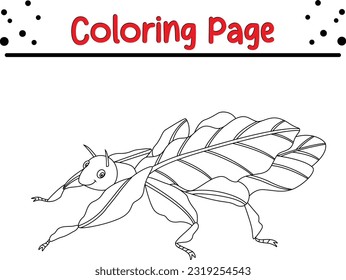 Libro de colorear insectos para los niños. Página de coloreado de ilustraciones de líneas de arte de Bugs Vector en blanco.